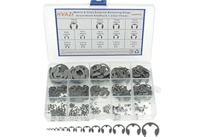 HVAZI 420PCS Metric 1.2mm-15mm E-Clips External Retaining Rings Assortment Kit,DIN 6799,Black-Phosphate Finish