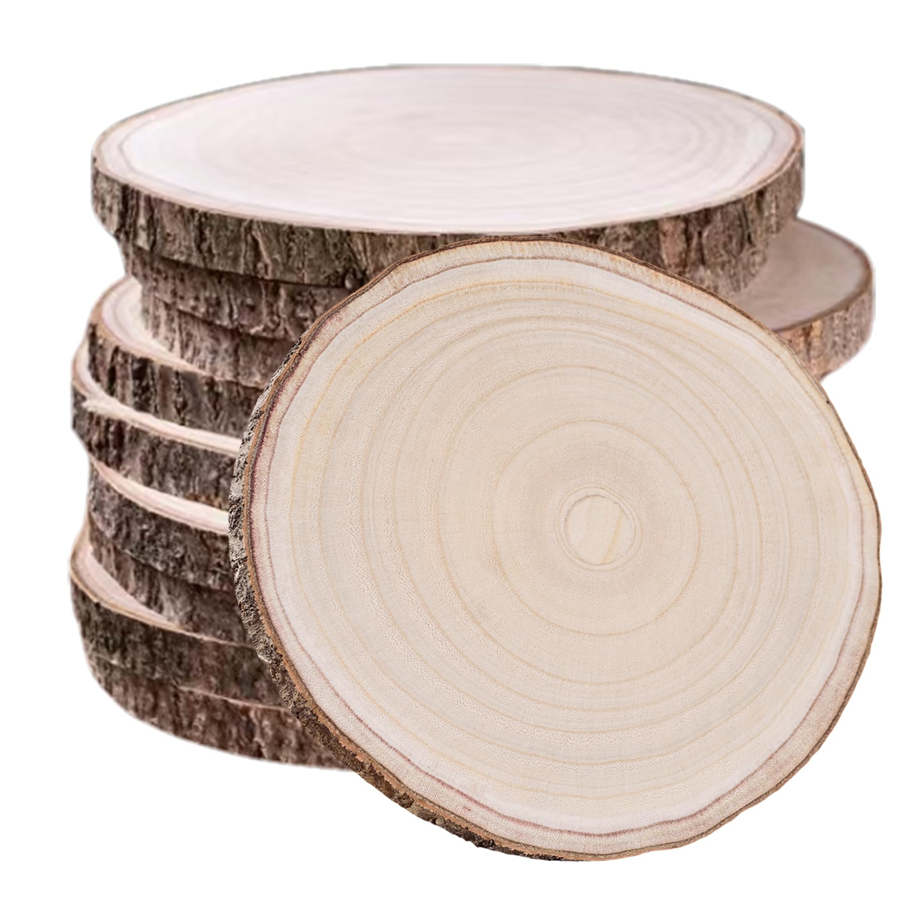 Photo 1 of 10 Pcs Natural Paulownia Wood Slices 11-12 Inches, for Centerpieces Table Decorations,Unfinished Rounds Wood for Crafts, for Rustic