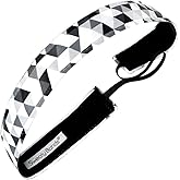 Sweaty Bands Womens Girls Headband - Non-Slip Velvet-Lined Sports Hairband - Love Triangle Black White Gray 1-Inch