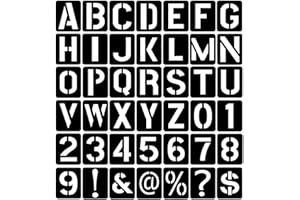 BOAZIMY 42 Pcs 3 Inch Alphabet Letter Stencils Symbol Numbers Stencils, Reusable Plastic Letter Template Set for Drawing on Wood, Wall, Glass, Porch, Fabric, Rock, Sign and Craft Decoration (Black)