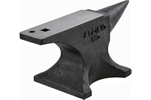 Easmvetaln 25Lbs Cast Steel Anvil,Single Horn Anvil,High Hardness Round Horn Anvil Blacksmith with Large Countertop and Stable Base,Metalsmith Tool for Bending and Shaping,Black