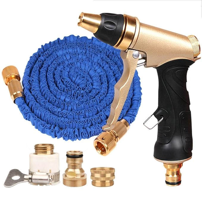 REST 3X Erweiterbarer Gartenschlauch, Flexibler Spritzschlauch Mit Spritzpistole Typ 5, Auslaufsicher, Verschleißfest, Leicht