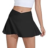 Willit Womens V Cross Swim Skirt Athletic Bathing Suit Skorts Skirts Swimsuit Bottoms with Pocket