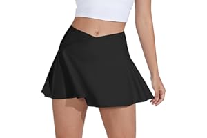 Willit Womens V Cross Swim Skirt Athletic Bathing Suit Skorts Skirts Swimsuit Bottoms with Pocket