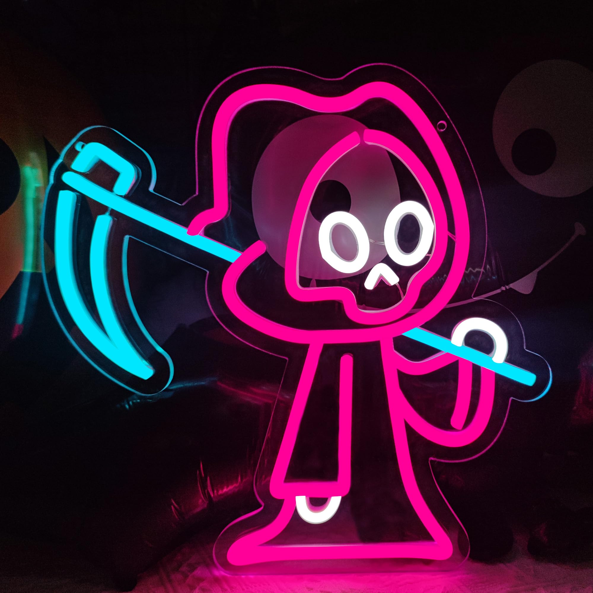 Photo 1 of InnovTools Halloween Ghost Neon Sign, LED Grim Reaper Neon Signs for Wall Decor, Dimmable Ghost Shape Neon Light Spooky Halloween Decorations Light up Sign for Bedroom, Porch Front Door, Kids Gifts (Ghost)