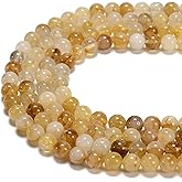 JM Design Natural Golden Healer Quartz Beads - 6mm Smooth Round Beads for Jewelry Making, Craft DIY, Bracelets, Rings, Necklaces - Perfect for Artisans and Craft Enthusiasts