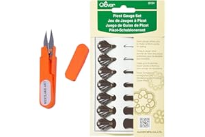westlake art Tatting Picot Gauge Set, 18.5x5x11 Cm - Precision Crochet Crafting with Plastic Gauges, Bundle with Embroidery Scissors, Versatile Sizes for Various Yarns [Pack of 1]