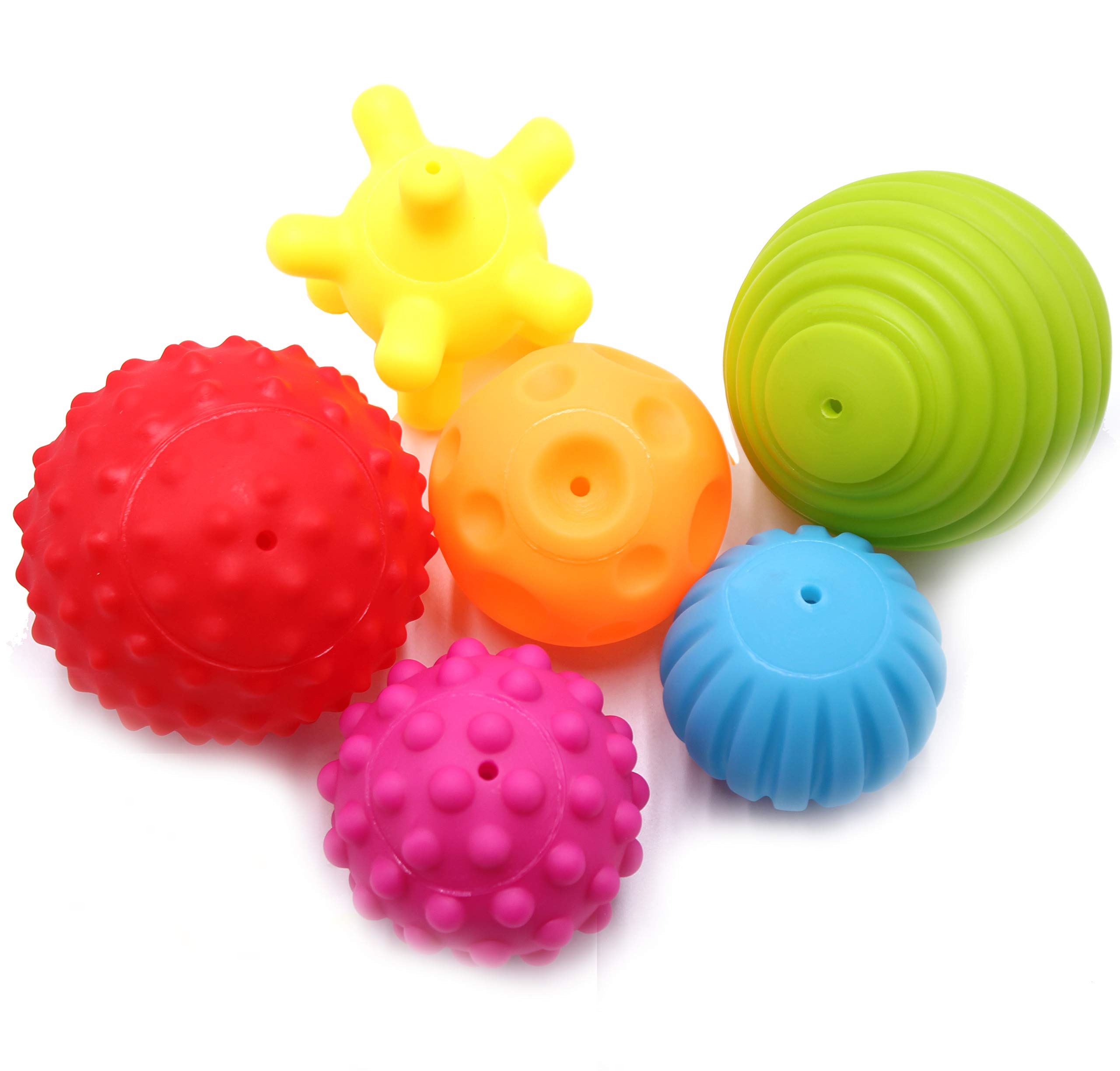 6 Pack Sensory Balls Set for Babies, Soft & Textured Balls with Bright Colors and Sounds for Baby Toddler