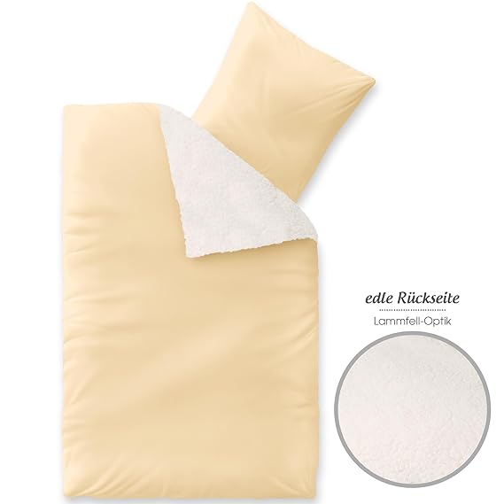 CelinaTex Bettwäsche 2tlg 135x200 Sherpa Lammfell-Optik Winter Bettgarnitur 5000130 Fantasia Sandy beige