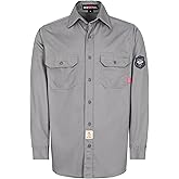 BOCOMAL FR Shirts Flame Resistant 100% C NFPA2112 7.5oz Men's Fire Retardant Welding Shirt