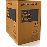 Dealmed Medical Exam Table Paper Roll | Disposable Covers for Doctors, Physicians, Diaper Changing, Waxing, Chiropractor, Tracing, Drawing, Coloring | Crepe, White, 14" x 125', 12 Rolls/Case