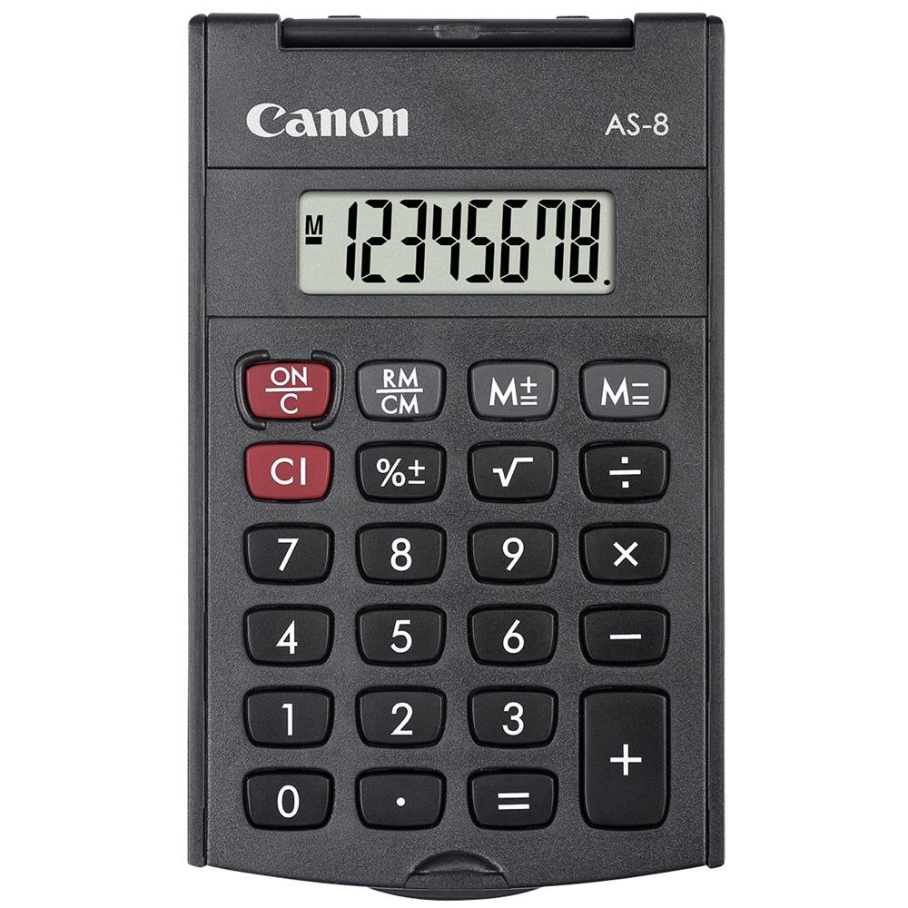 Canon AS-8 Calculator Handheld Battery-power 8 Digit 3 Memory Keys Dark Grey Ref 4598B001AA