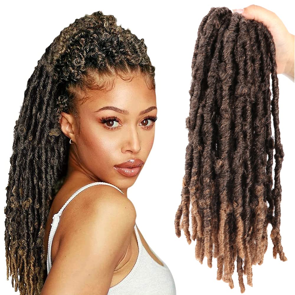 Butterfly Locs Crochet Hair 6 Packs Pre Looped Distressed Locs Crochet Braids Bob Butterfly Locs (T27, 18 Inch (6 Packs))