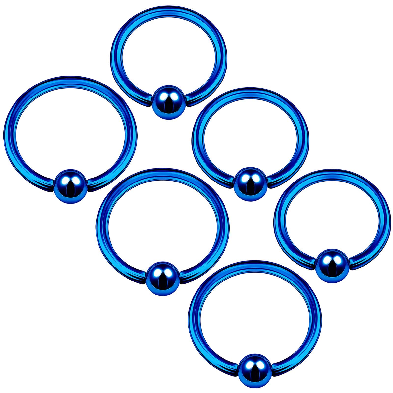 6PCS Anodized Captive Hoop Earring 14g 10mm 12mm 4mm Ball Cartilage Tragus Nose Septum Eyebrow Piercing Jewellery 4743