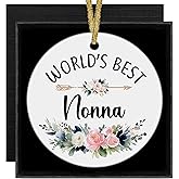 XNXLDYLH World's Best Nonna Nona Christmas Ceramic Ornaments Decor Gifts for Grandma from Grandkids, Mothers Day Birthday Gifts for Nonna, Best Grandma Ornaments for Christmas Tree Decorations,3x3Inch
