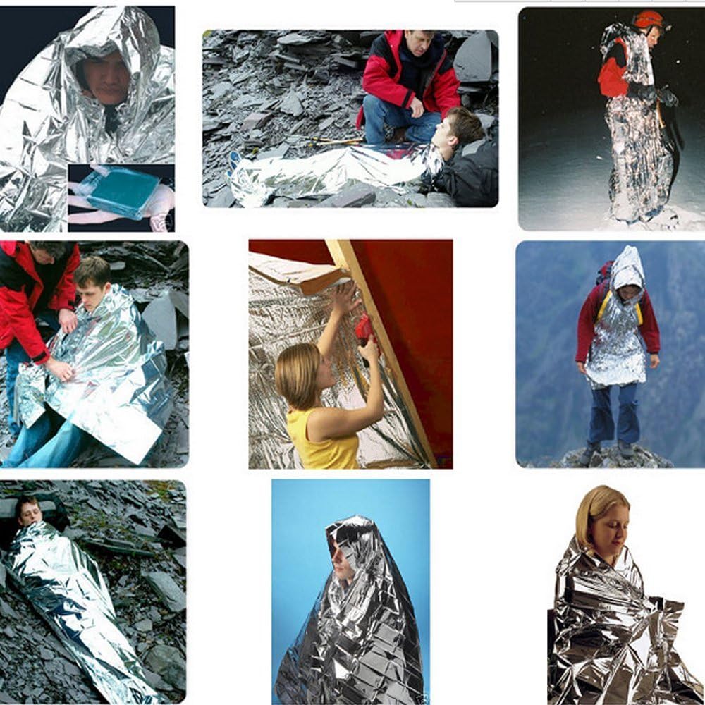 2 Pack Emergency Blanket/Space Blanket/Survival Blanket/Thermal Blanket/Sleeping Blanket/Silver Foil Blanket/Camping Mat/Emergency Shelter Outdor Gear, Silver Color, First Aid Kits Keep You Warm : Sports & Outdoors