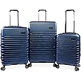ORIGINAL PENGUIN 3 Piece Expandable Suitcase with Spinner Wheels, Metallic Blue, 3pc Set