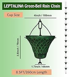 8.5FT Bell Iron Rain Chains for Gutter and Rain
