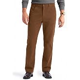 PLEPAN Men's Corduroy Pant Straight Fit 5 Pocket Stretch Trousers | Elastic Waist, Business Office Pants, Fall Winter Dress Pants