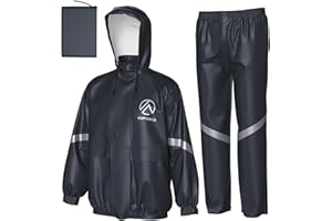 INPAKO Waterproof Rain Suit for Men Women, Lightweight Packable Hooded Rain Suits, Breathable Reflective Motorcycle Rainwear