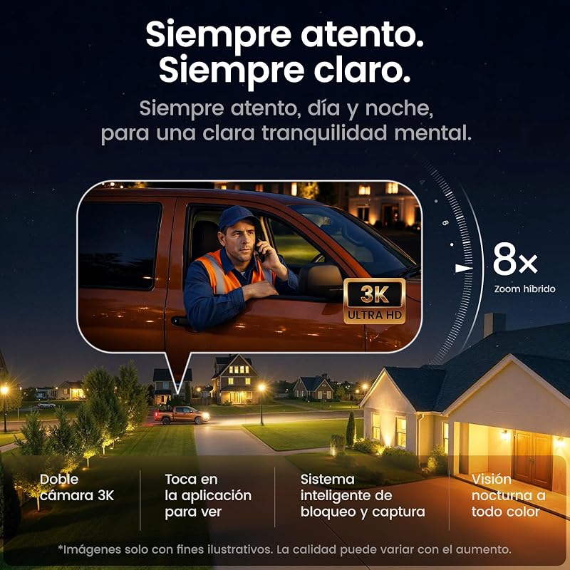 T2 Pro 3K Cámara de Seguridad Exterior Solar inalámbrica Kit 4 Cámaras