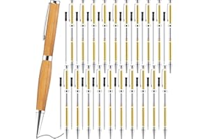 Colarr 20 Pcs 7mm Slimline Pen Kit with Refill Wood Turning Twist Pen Kit Lathe Turning Supplies for DIY Copper Making Friend Teacher Students Gifts(Silver)