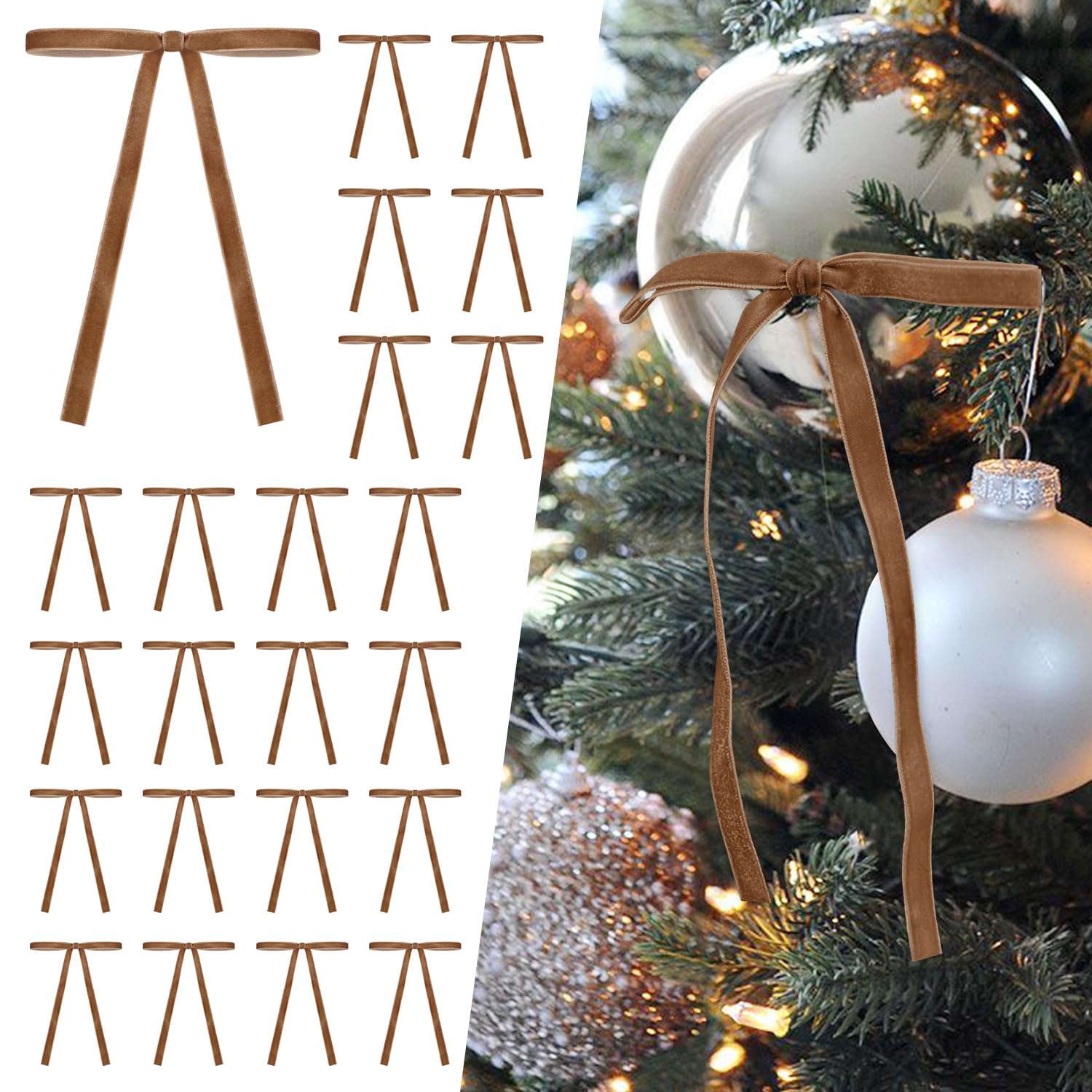 Photo 1 of ***MISSING PARTS***
SIMISI RIBBON 24Pcs Camel Christmas Velvet Ribbon Bows Decorations Xmas Ornaments Vintage Decor for Tree, Wreath, Garland (3/8'' Width, 5 * 7 inch)