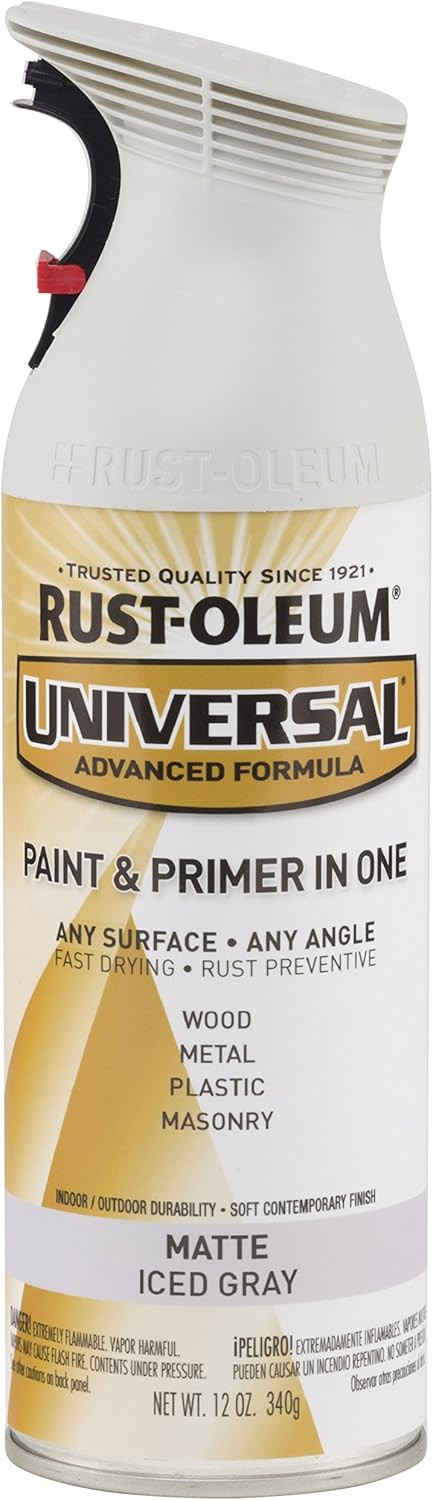 Rust-Oleum 282818 Universal All Surface Spray Paint, 12 oz, Matte Iced Gray
