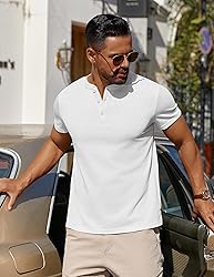 COOFANDY Tshirts Shirts for Men Cotton Henley Tee