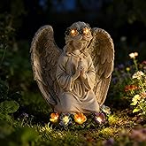 Garden Angel Statues for Outside, Solar Praying Angels Outdoor Statue Decor, Resin Figurine Sculpture for Patio Yard Lawn Birthday Christmas Sentimental Gifts for Mom Grandma Women Mother in Law