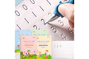 XINWA Large Magic Grooved Practice Copybook 4 Pack with Pens, Reusable ABC Tracing Books for Ages 3-8, Handwriting Practice Without Tears for Kids Ages 3-8 Preschool Homeschooling Calligraphy