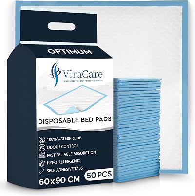 ViraCare 50 x Incontinence Bed Pads 60x90cm 2x25 Self-Adhesive Tabs