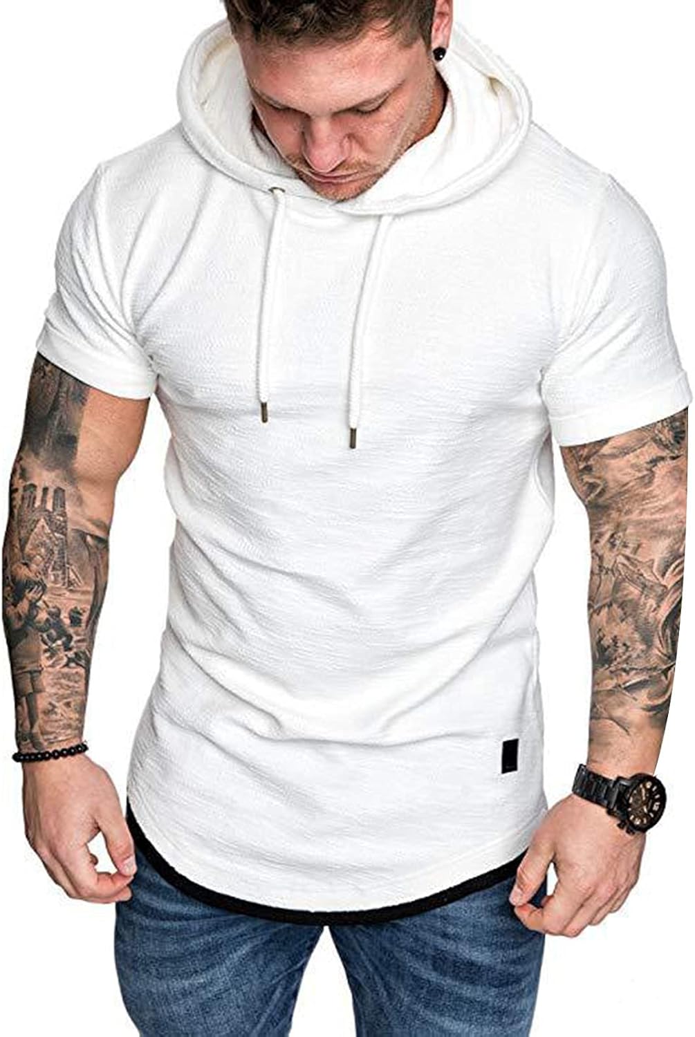 Mens Fashion Casual Workout Athletic Hoodies T Shirts Solid Color Sport Sweatshirt Pullover at  Men’s Clothing store