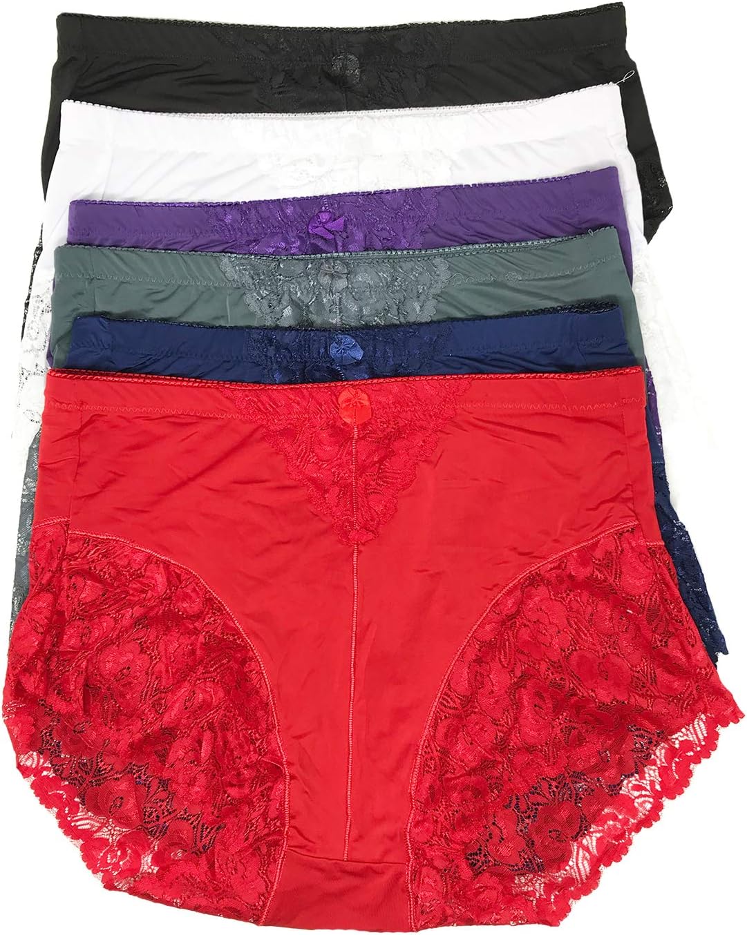 Peachy Panty Lingerie Women's 6 Pack Various Style of Comfortable Smooth Soft Nylon Panties