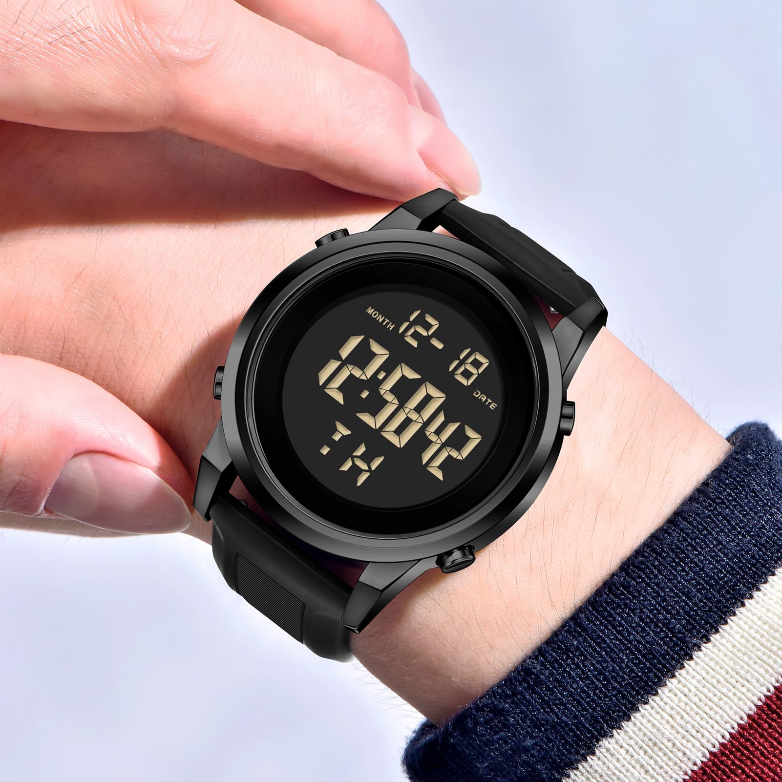 Military Black Waterproof Sports Wrist Watches for Men Digital Tactical Mens Sport Watches Waterproof Military