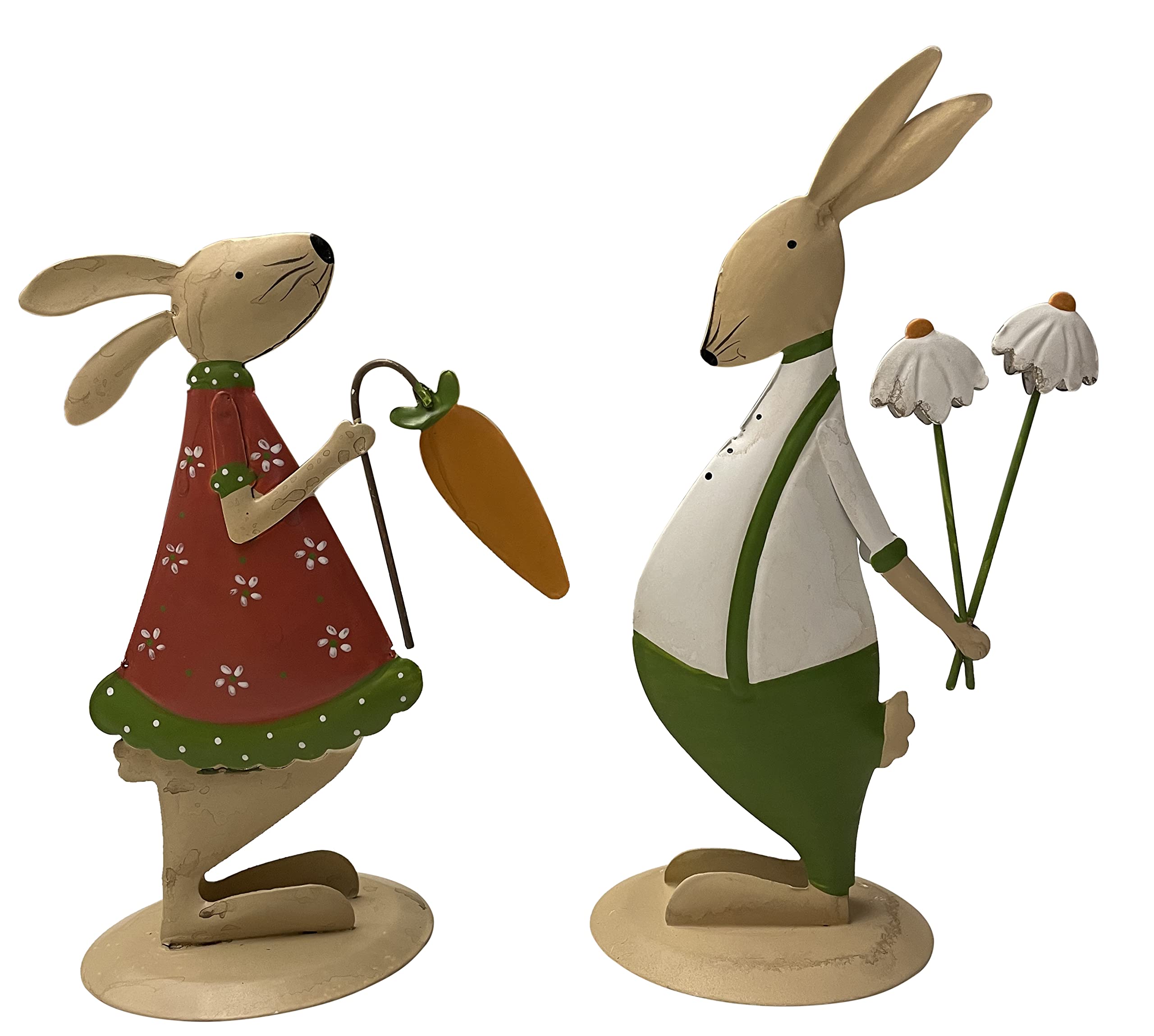 khevga decorative metal bunny easter bunny easter decoracion Set of 2 (Gruen)