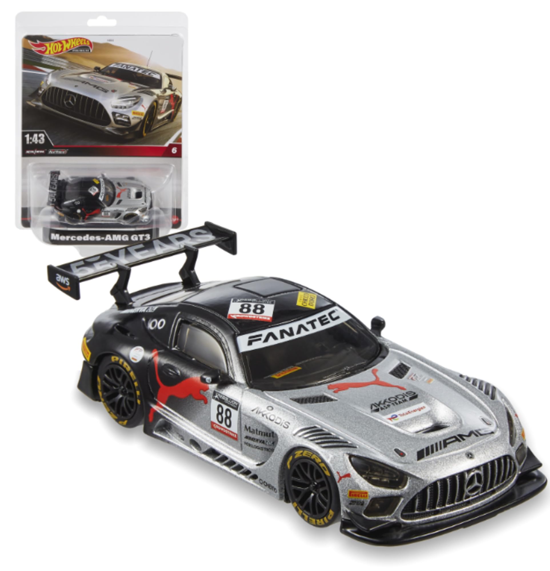 Hot Wheels Premium Mercedes-AMG GT3, Officially Licensed Replicas for Adult Collectors, Real Riders Tires, Metal/Metal Body & Chassis, HMD44 — image 1
