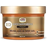 African Pride Black Castor Miracle Braid, Loc &amp; Twist Gel, 12 Oz | Extra-hold gel for braids, locs &amp; twists with black castor &amp; coconut oil; smooths frizz, no flaking