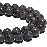 8mm Natural Flame Yooperlite Gemstone Beads Polished Round Smooth Stone Beads for Bracelets Jewelry Making 15inch Loose Beads