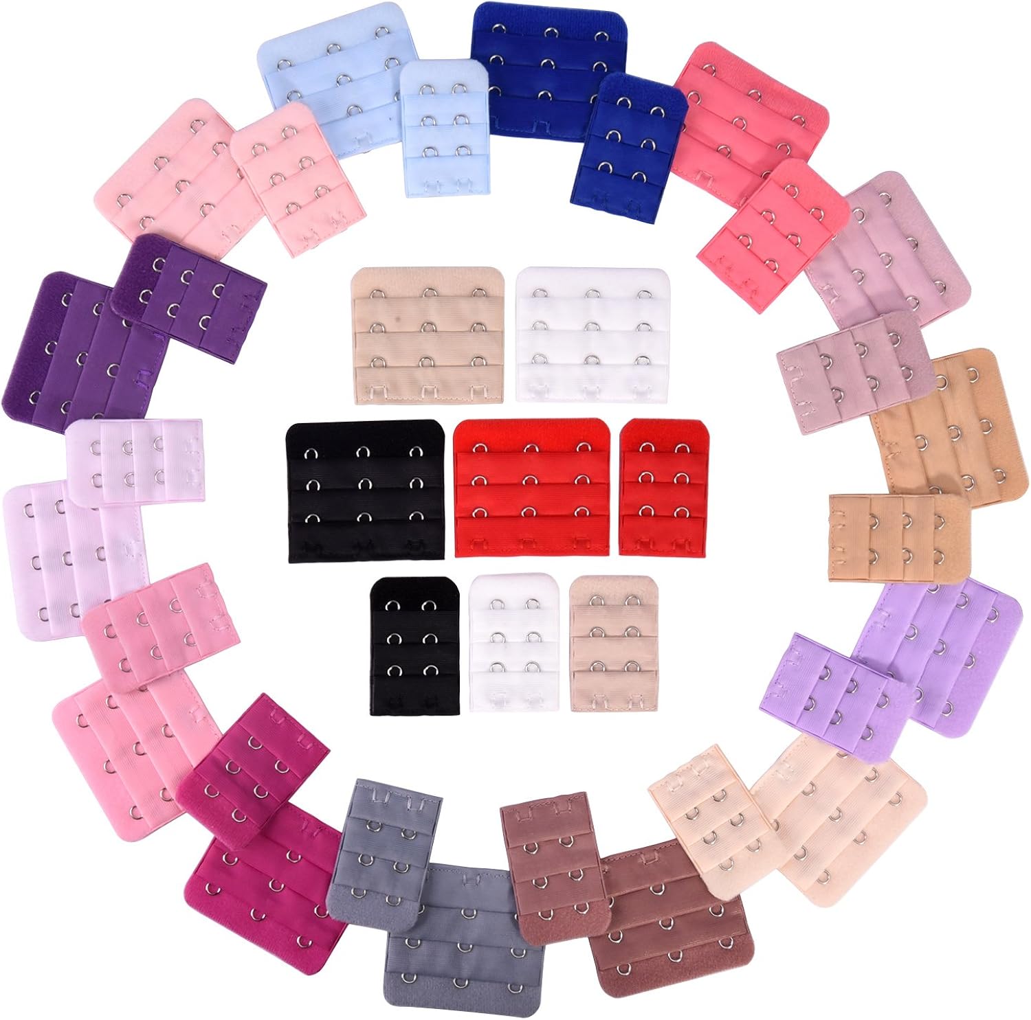 36 Pieces Women's Bra Extenders Brassiere Extension Hooks, 2 Hooks and