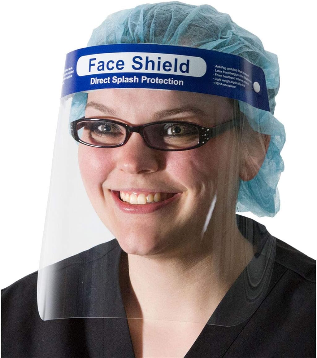 105 PCS Safety Face Shields (5 Pack) and Disposable Bouffant Caps (100 Pack) for Protect Face, Eyes and Hair