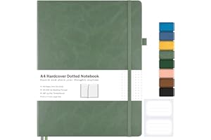 MALEDEN Dotted Journal, Hardcover Notebook 8.5 x 11, Dot Grid Notebook Journal for Women, Men, Large Leather Journals for Writing, Bullet, No Bleed Thick Paper, A4 Notebooks for Work, School, Notes, Olive