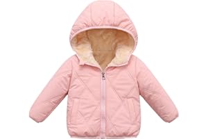 Happy Cherry Baby Kids Fleece Lined Jackets Hooded Winter Down Coat Outerwear with Pockets