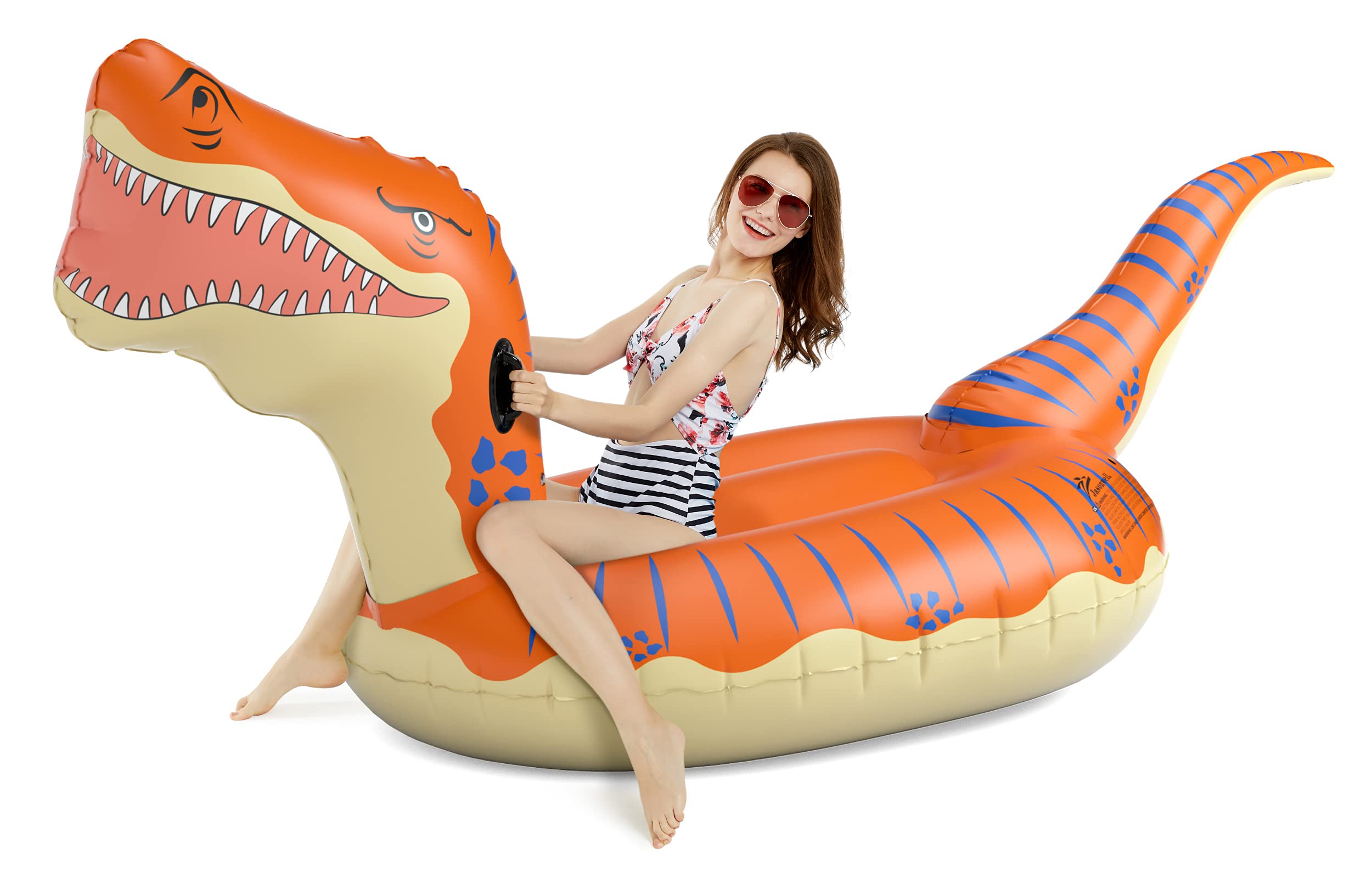 Photo 1 of Jasonwell Inflatable Dinosaur Pool Float for Boys Girls Adults 124'' Giant T-Rex Floatie Summer Beach Swimming Pool Inflatables Ride on Party Pool Toys Raft Lounge Kids Tyrannosaurus Rex Toys