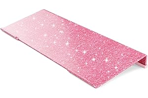 BEEGO Ergonomic Computer Keyboard Stand - Glitter Pink Acrylic Keyboard Riser Tilted Keyboard Holder Keyboard Tray with Pink Non-Slip Strip for Easy Typing at Home School Office Desk Accessories
