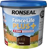 Ronseal Fence Life Plus 5 L Dark Oak Timber Fence Paint 5 Year Protection view 5