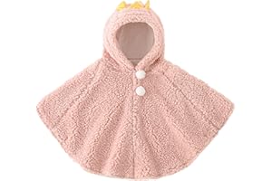haozaikeji Toddler Girls Hooded Poncho Cape Winter Warm Hoodie Poncho Outdoor Hooded Coat Shawl Car Seat Jacket Outwear