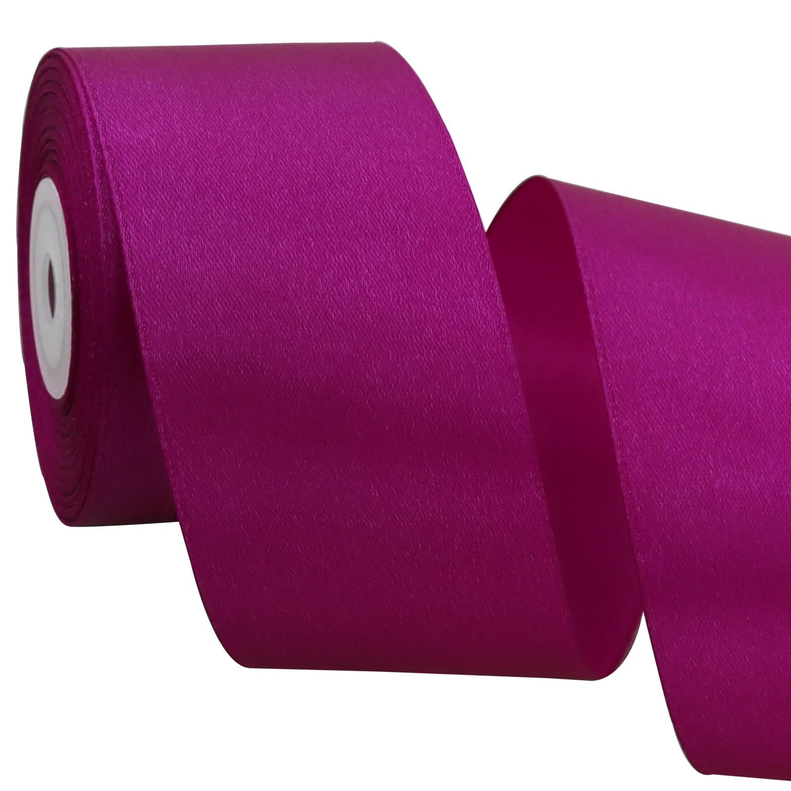 TONIFUL 2 Inch x 25 Yards Wide Purple Satin Ribbon Solid Fabric Ribbon for Gift Wrapping Crafts Chair Sash Eternal Flower Invitation Cards Hair Bows Sewing Party Wedding Decoration