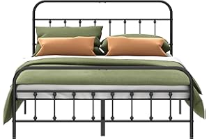 Kujielan Metal Bed Frame - Structurally Stable Heavy Duty Steel Slat Supported Queen Bed Frames,No Box Spring Needed for Easy Removal and Transport.