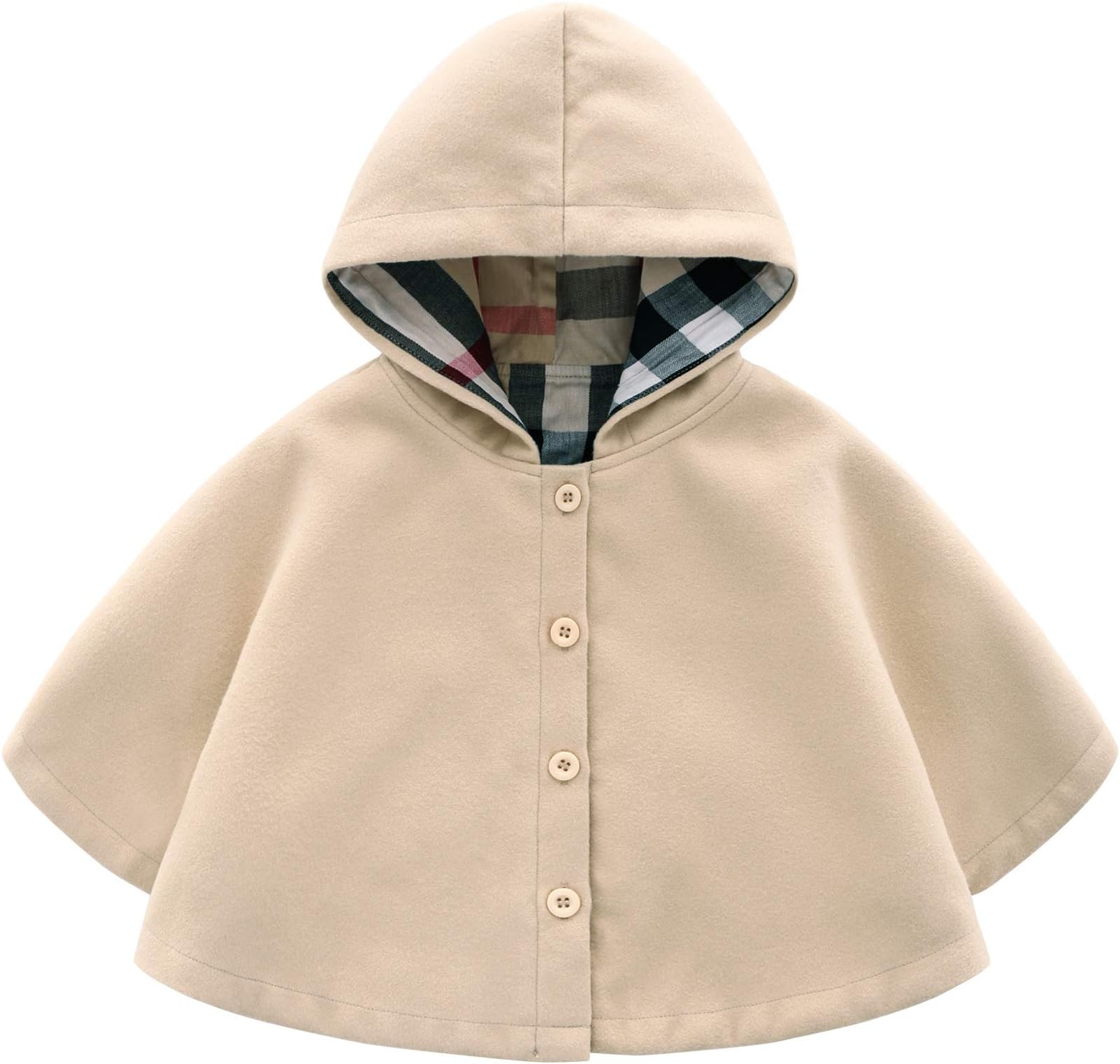 JanLEESi Unisex Baby Wool Blend Coat Winter Hooded Outerwear Toddler Girls Boys Poncho